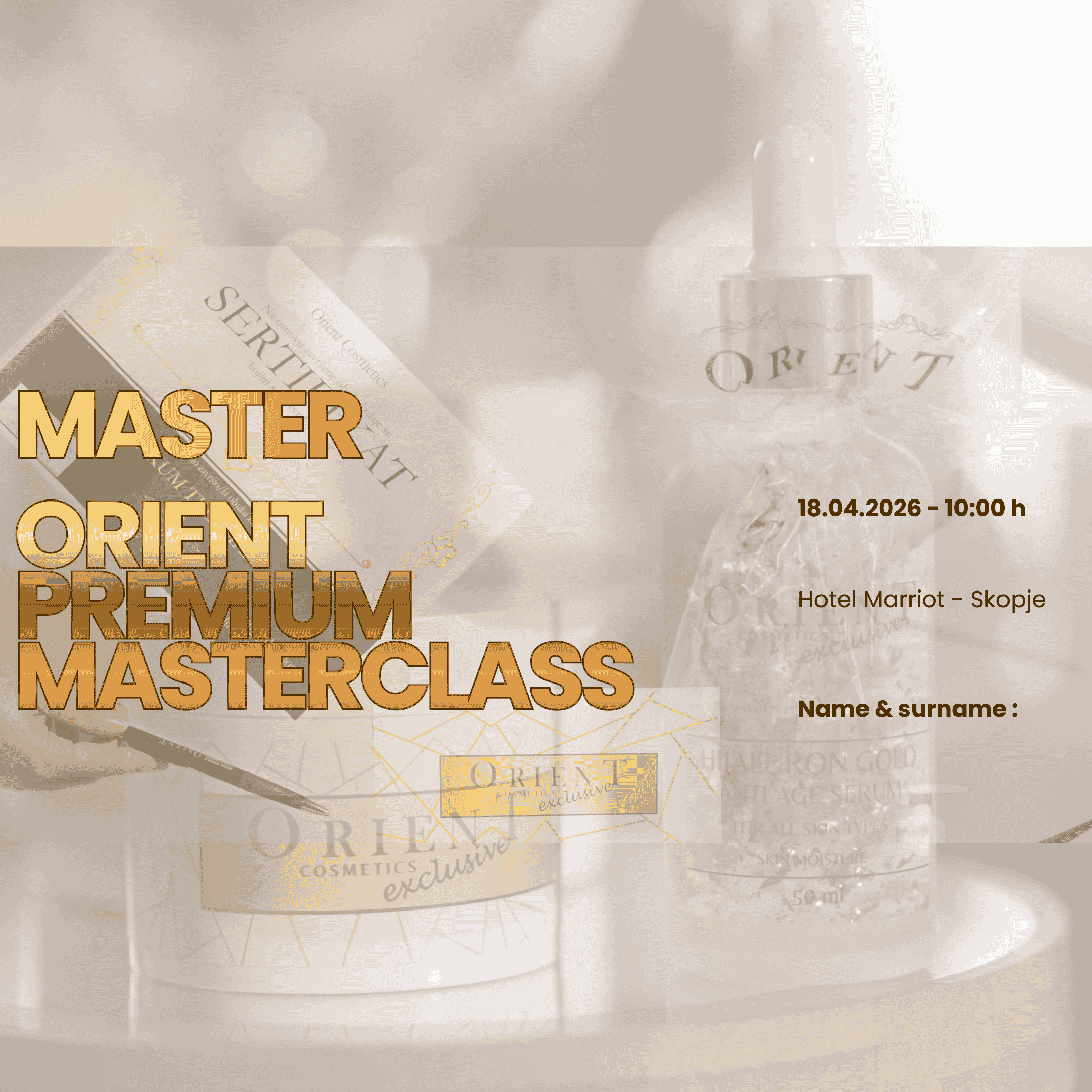 Premium Orient Masterclass • Скопје • 18.04